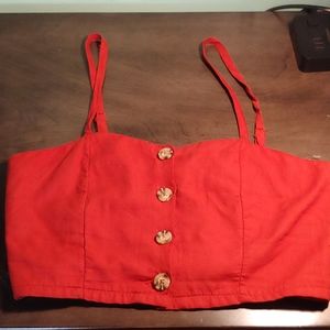 NWT Purple Snow Burnt Orange Button Front Crop Top
